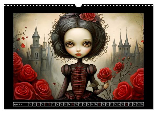 Produktbild: Little Gothic Queens. Surrealistische Illustrationen (Wandkalender 2026 DIN A3 quer), CALVENDO Monatskalender
