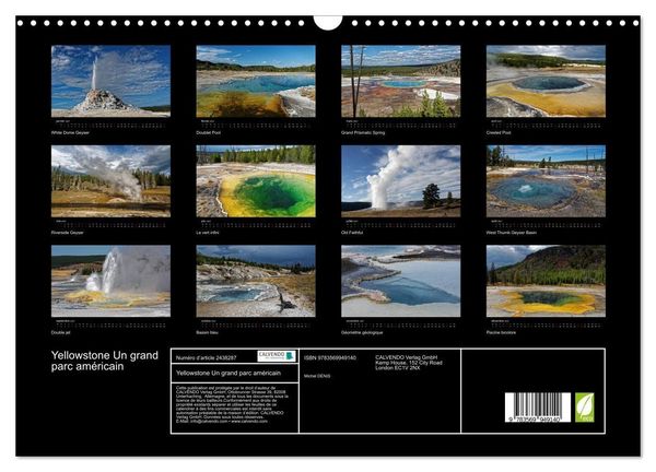 Produktbild: Yellowstone Un grand parc am&eacute;ricain (Calendrier mural 2027 DIN A3 vertical), CALVENDO calendrier mensuel