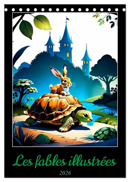 Les fables illustrées (Calendrier de bureau 2026 DIN A5 horizontal), CALVENDO calendrier mensuel
