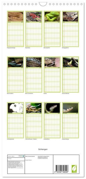 Produktbild: Familienplaner 2027 - Schlangen mit 5 Spalten (Wandkalender, 21 x 45 cm) CALVENDO