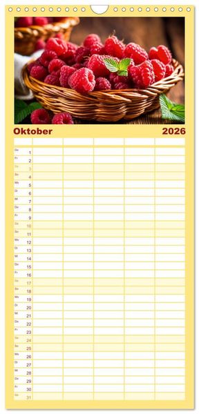 Produktbild: Familienplaner 2026 - Gesundes frisches Obst mit 5 Spalten (Wandkalender, 21 x 45 cm) CALVENDO