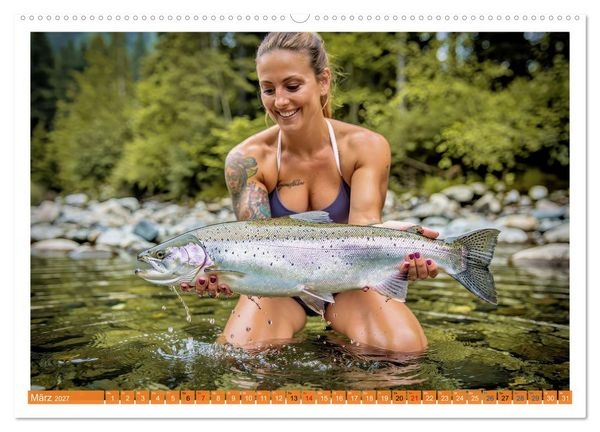 Produktbild: Sexy - Girls mit gro&szlig;en Lachsen (hochwertiger Premium Wandkalender 2027 DIN A2 quer), Kunstdruck in Hochglanz