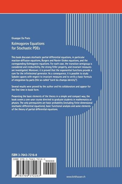 Produktbild: Kolmogorov Equations for Stochastic PDEs