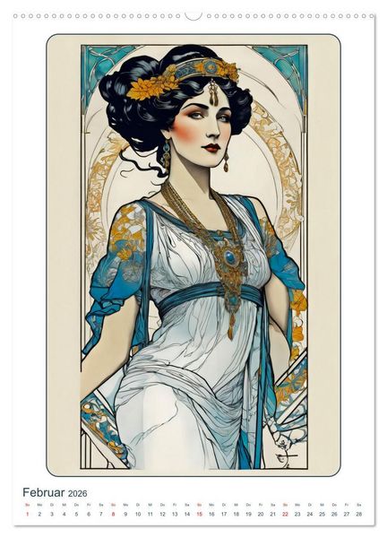 Produktbild: Frauen in Bildern im Art Nouveau-Stil (hochwertiger Premium Wandkalender 2026 DIN A2 hoch), Kunstdruck in Hochglanz