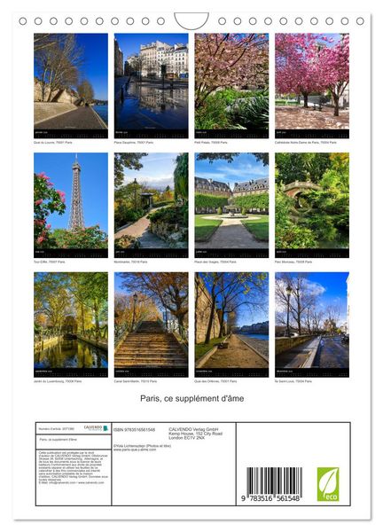 Produktbild: Paris, ce suppl&eacute;ment d'&acirc;me (Calendrier mural 2026 DIN A4 horizontal), CALVENDO calendrier mensuel