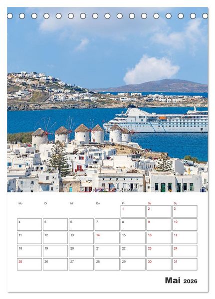 Produktbild: Stadt Mykonos - Reiseplaner (Tischkalender 2026 DIN A5 hoch), CALVENDO Monatskalender