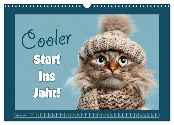 Produktbild: Katzenhumor - Ein Jahr voller Flauschalarm (Wandkalender 2026 DIN A3 quer), CALVENDO Monatskalender