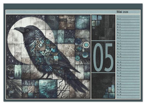 Produktbild: Kr&auml;hen. Verborgene Farbnuancen. Kunst. (Tischkalender 2026 DIN A5 quer), CALVENDO Monatskalender