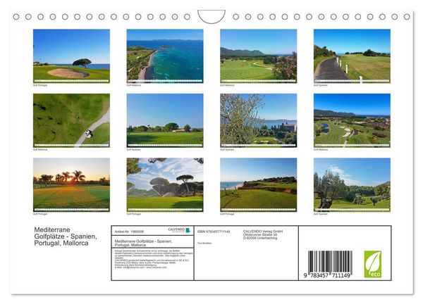 Produktbild: Mediterrane Golfpl&auml;tze - Spanien, Portugal, Mallorca (Wandkalender 2026 DIN A4 quer), CALVENDO Monatskalender