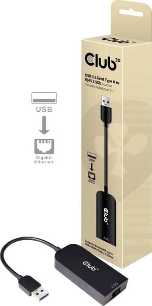 Club3D CAC-1420 Netzwerkadapter 2.5 GBit/s USB 3.2 Gen 1, RJ45