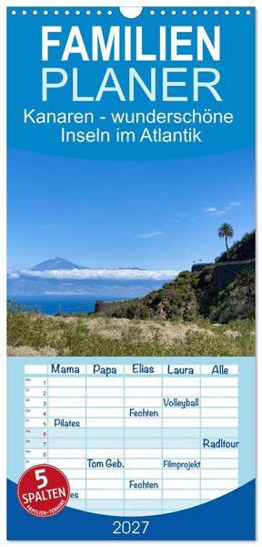 Produktbild: Familienplaner 2027 - Kanaren - wundersch&ouml;ne Inseln im Atlantik mit 5 Spalten (Wandkalender, 21 x 45 cm) CALVENDO