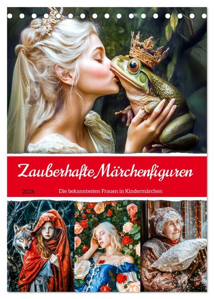 Produktbild: Zauberhafte M&auml;rchenfiguren - Die bekanntesten Frauen in Kinderm&auml;rchen (Tischkalender 2026 DIN A5 hoch), CALVENDO Monatskalender
