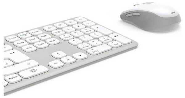 Produktbild: Hama Multi-Device-Tastatur-Maus-Set "WKM-550", kabellos, Funk/BT, WS, QWERTZ DE Kabellos Tastatur, Maus-Set Deutsch, QWERTZ Grau, Wei&szlig;