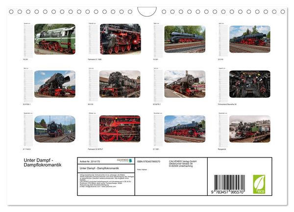 Produktbild: Unter Dampf - Dampflokromantik (Wandkalender 2026 DIN A4 quer), CALVENDO Monatskalender