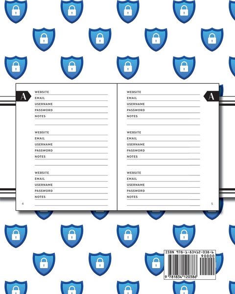 Produktbild: XL Large Print Password Tracker (Lock Shield Blue)