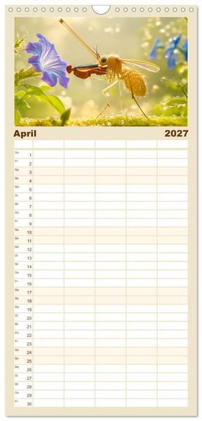 Produktbild: Familienplaner 2027 - Konzert der Natur - Insekten spielen Musikinstrumente mit 5 Spalten (Wandkalender, 21 x 45 cm) CALVENDO