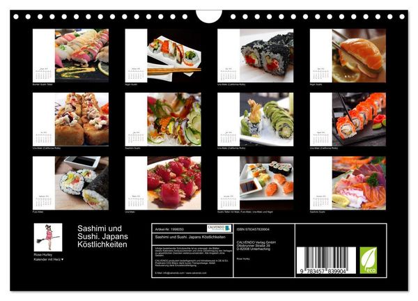 Produktbild: Sashimi und Sushi. Japans K&ouml;stlichkeiten (Wandkalender 2026 DIN A4 quer), CALVENDO Monatskalender