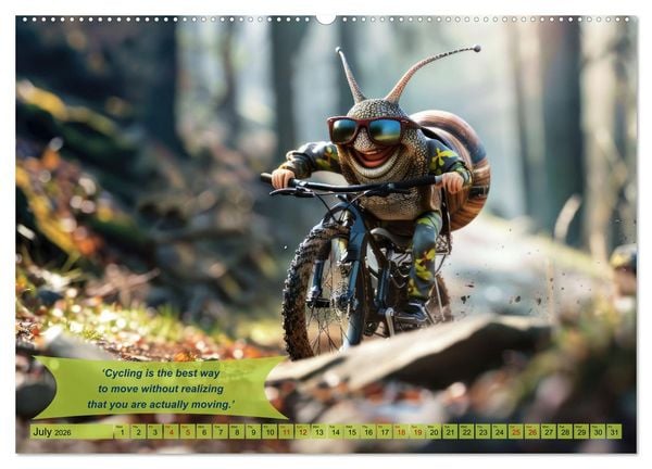 Produktbild: Funny charming animals on a bicycle (Wall Calendar 2026 DIN A2 landscape), CALVENDO 12 Month Wall Calendar
