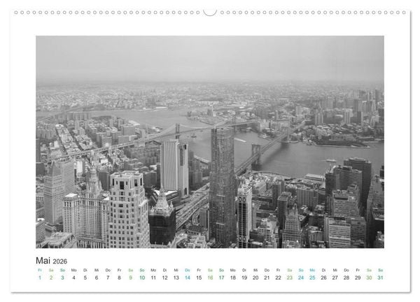 Produktbild: New York in schwarz weiss (hochwertiger Premium Wandkalender 2026 DIN A2 quer), Kunstdruck in Hochglanz