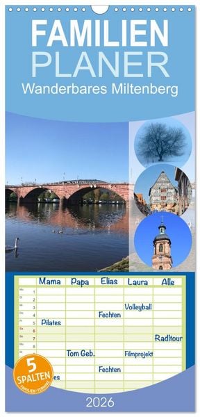 Produktbild: Familienplaner 2026 - Wanderbares Miltenberg mit 5 Spalten (Wandkalender, 21 x 45 cm) CALVENDO