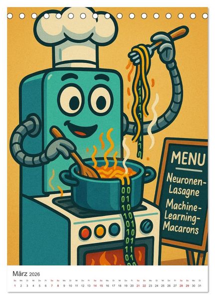 Produktbild: Robo-Champs: Witz trifft auf Chip (Tischkalender 2026 DIN A5 hoch), CALVENDO Monatskalender