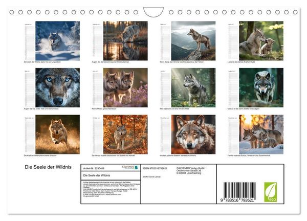 Produktbild: Die Seele der Wildnis (Wandkalender 2027 DIN A4 quer), CALVENDO Monatskalender