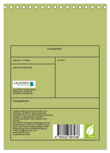Produktbild: Palastgefl&uuml;ster (Tischkalender 2026 DIN A5 hoch), CALVENDO Monatskalender