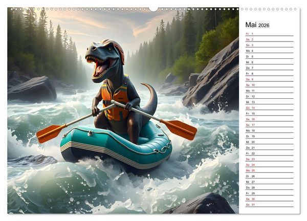 Produktbild: Sportlicher T-Rex - Mit Fun durch das Jahr (Wandkalender 2026 DIN A2 quer), CALVENDO Monatskalender