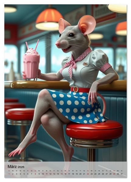 Produktbild: Rattenscharf &ndash; Pelzige Ladys im Pin-up-Stil (Tischkalender 2026 DIN A5 hoch), CALVENDO Monatskalender
