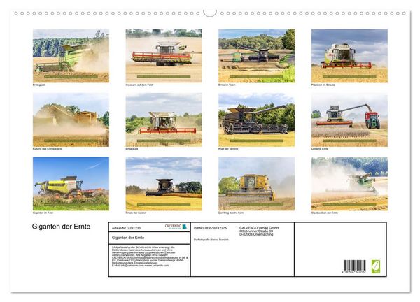 Produktbild: Giganten der Ernte (Wandkalender 2026 DIN A2 quer), CALVENDO Monatskalender