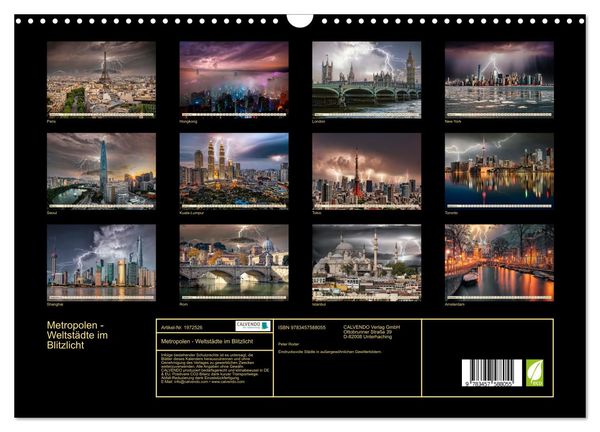 Produktbild: Metropolen - Weltst&auml;dte im Blitzlicht (Wandkalender 2026 DIN A3 quer), CALVENDO Monatskalender