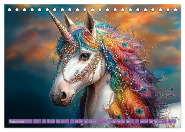 Produktbild: Zwischen Glitzer und Fantasie-Einh&ouml;rner durchs Jahr (Tischkalender 2026 DIN A5 quer), CALVENDO Monatskalender