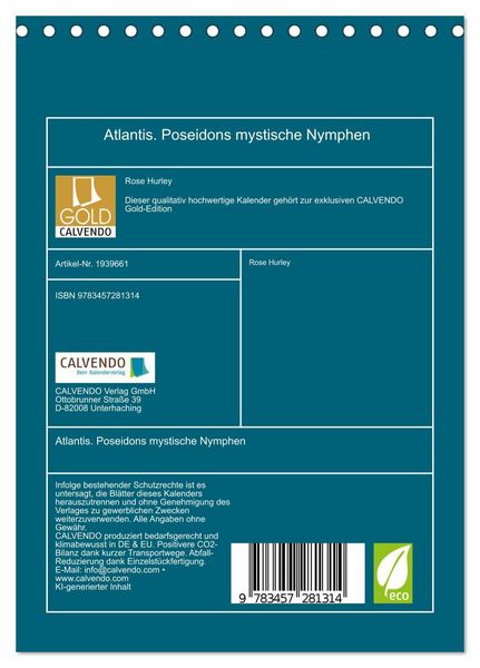 Produktbild: Atlantis. Poseidons mystische Nymphen (Tischkalender 2026 DIN A5 hoch), CALVENDO Monatskalender