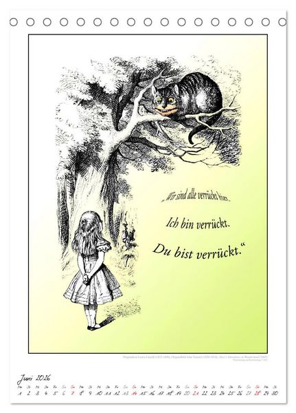Produktbild: Alice im Wunderland - Weltliteraturkalender (Tischkalender 2026 DIN A5 hoch), CALVENDO Monatskalender