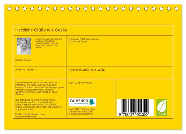 Produktbild: Herzliche Gr&uuml;&szlig;e aus Gosau (Tischkalender 2026 DIN A5 quer), CALVENDO Monatskalender