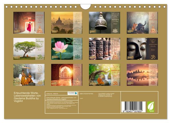 Produktbild: Erleuchtende Worte, Lebensweisheiten von Gautama Buddha by VogtArt (Wandkalender 2026 DIN A4 quer), CALVENDO Monatskalender