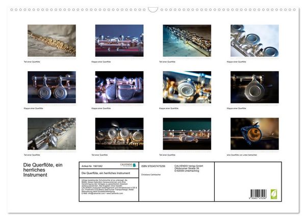 Produktbild: Die Querfl&ouml;te, ein herrliches Instrument (Wandkalender 2026 DIN A2 quer), CALVENDO Monatskalender