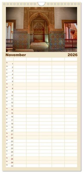 Produktbild: Familienplaner 2026 - Marrakesch die rote Stadt mit 5 Spalten (Wandkalender, 21 x 45 cm) CALVENDO