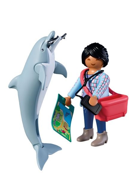 Produktbild: playmobil Animals & Friends Zoo Delfin und Besucherin