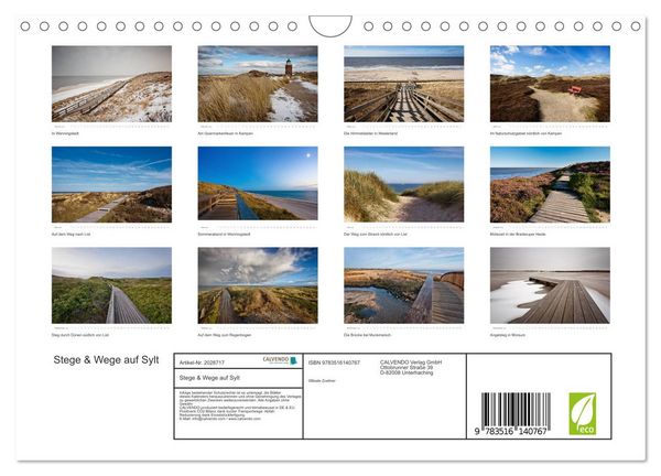 Produktbild: Stege & Wege auf Sylt (Wandkalender 2026 DIN A4 quer), CALVENDO Monatskalender