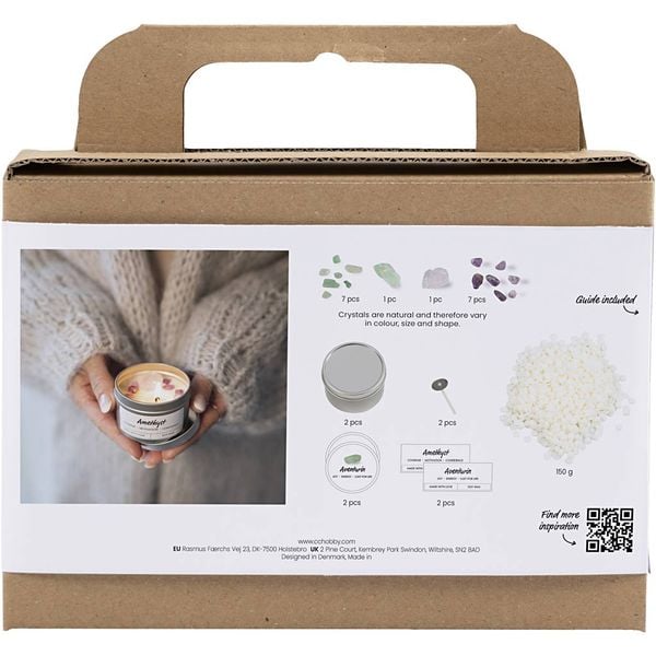Produktbild: Creativ Company Mini Kreativ Set Kerzengie&szlig;en, Sojawachskerze mit Aventurin und Amethyst, Creme