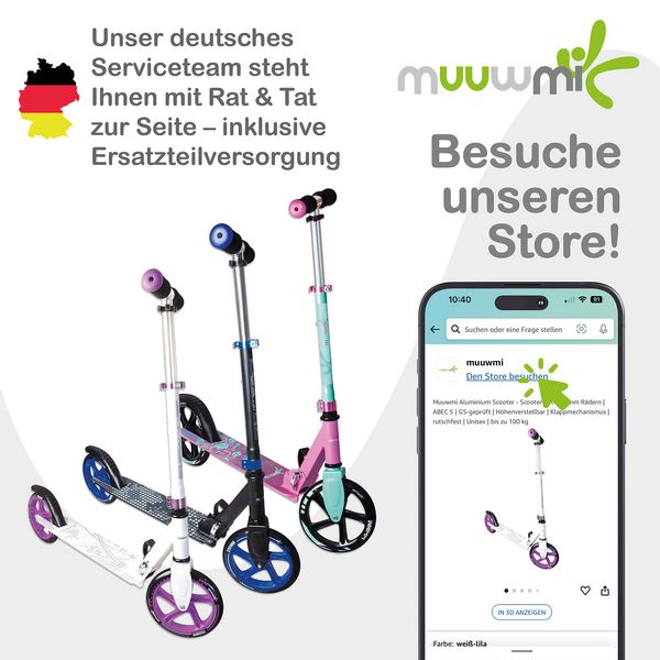 Produktbild: muuwmi Lights Aluminium Scooter GLOW 200 mm, mit Leuchtrollen und Glow-Effekt