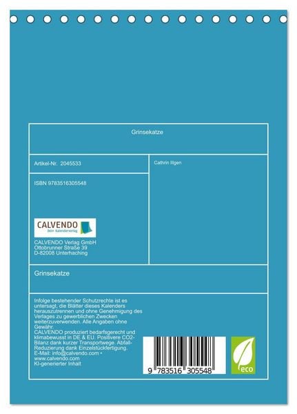 Produktbild: Grinsekatze (Tischkalender 2026 DIN A5 hoch), CALVENDO Monatskalender