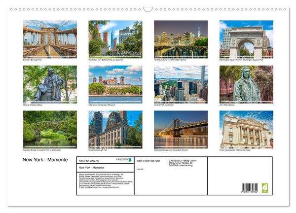 Produktbild: New York - Momente (Wandkalender 2026 DIN A2 quer), CALVENDO Monatskalender