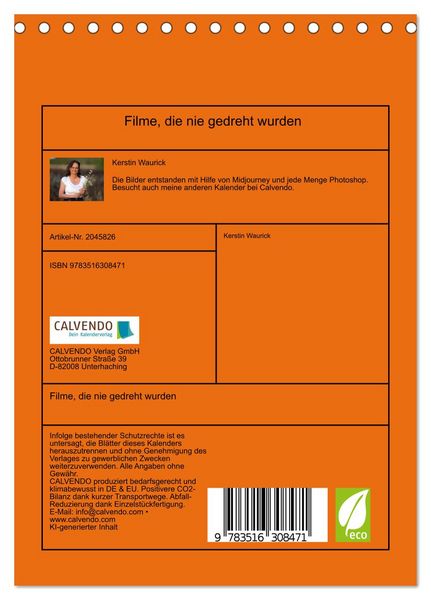 Produktbild: Filme, die nie gedreht wurden (Tischkalender 2026 DIN A5 hoch), CALVENDO Monatskalender