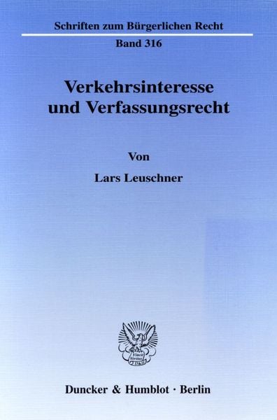 Produktbild: Verkehrsinteresse und Verfassungsrecht.