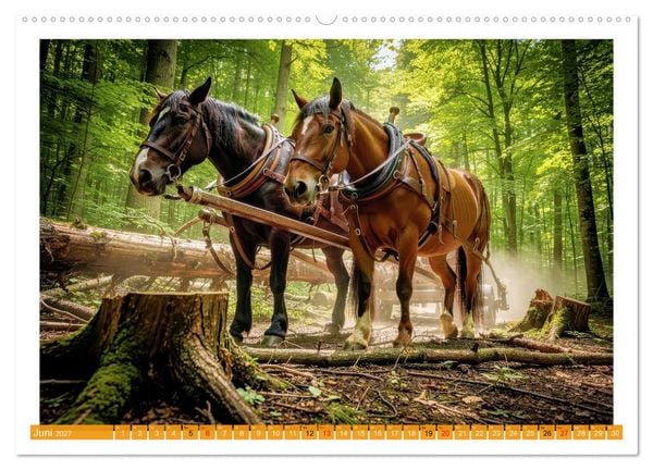 Produktbild: Arbeitspferde in Action (hochwertiger Premium Wandkalender 2027 DIN A2 quer), Kunstdruck in Hochglanz
