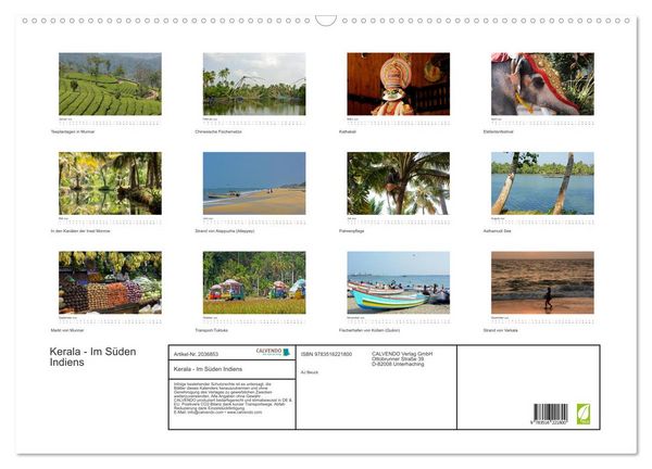Produktbild: Kerala - Im S&uuml;den Indiens (Wandkalender 2026 DIN A2 quer), CALVENDO Monatskalender