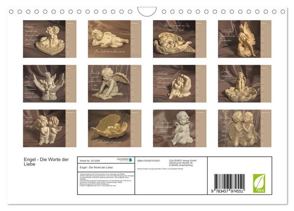 Produktbild: Engel - Die Worte der Liebe (Wandkalender 2026 DIN A4 quer), CALVENDO Monatskalender