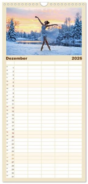 Produktbild: Familienplaner 2026 - Fl&uuml;gel aus Licht - Ballett in der Poesie der Natur mit 5 Spalten (Wandkalender, 21 x 45 cm) CALVENDO
